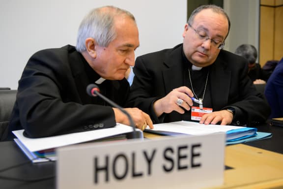 Archbishop Silvano Tomasi (left) and former Vatican chief prosecutor of clerical sexual abuse Charles Scicluna.