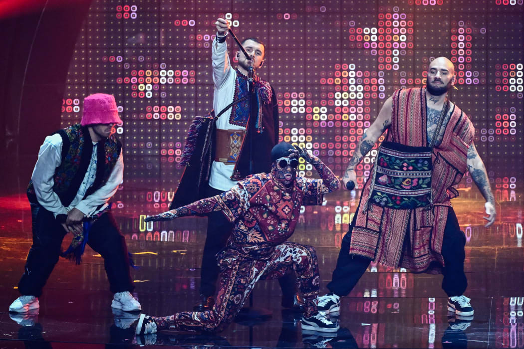 The "Kalush Orchestra" band in the final of the Eurovision Song contest.