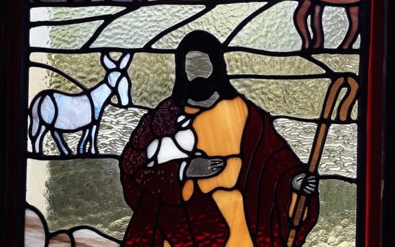 Stained glass window at Aokautere Church
