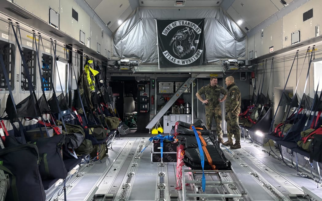 Inside  a German Military A400 aircraft.