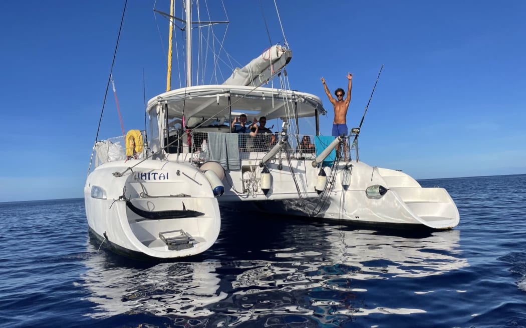 The catamaran the medical mission travelled on to reach Tematangi and Hereheretue atolls