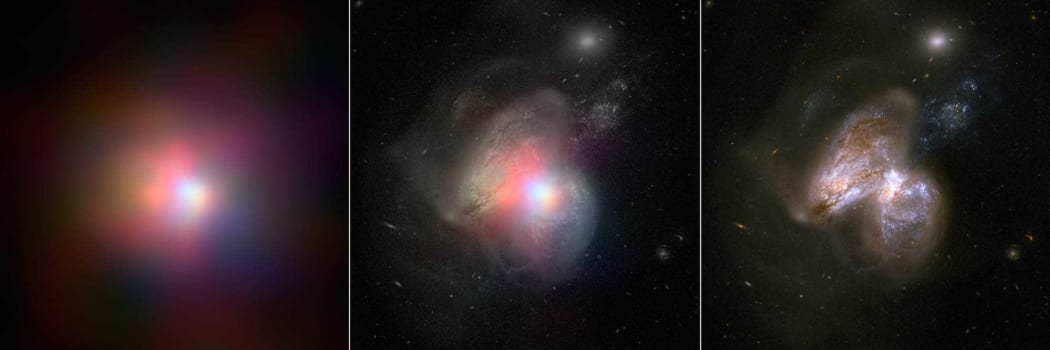 The real monster black hole is revealed in this new image from NASA's Nuclear Spectroscopic Telescope Array of colliding galaxies Arp 299.
