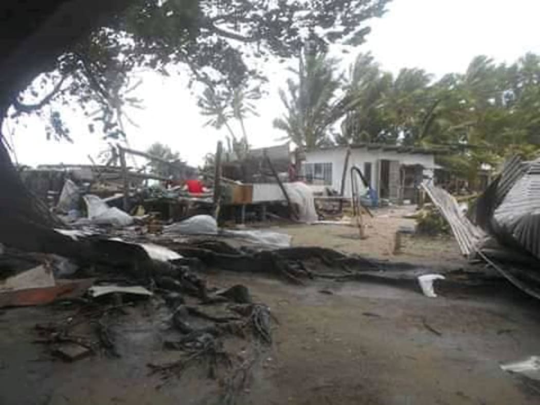 Damage caused by Cyclone Tino in Tuvalu.
