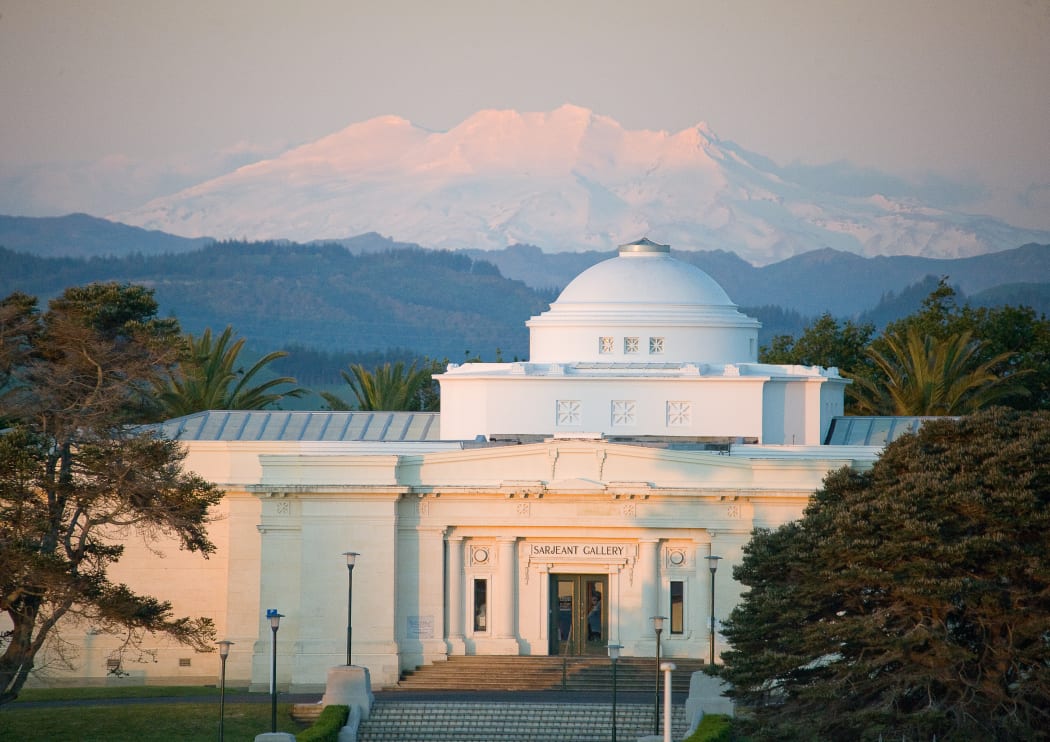 gallery and Ruapehu at sunset