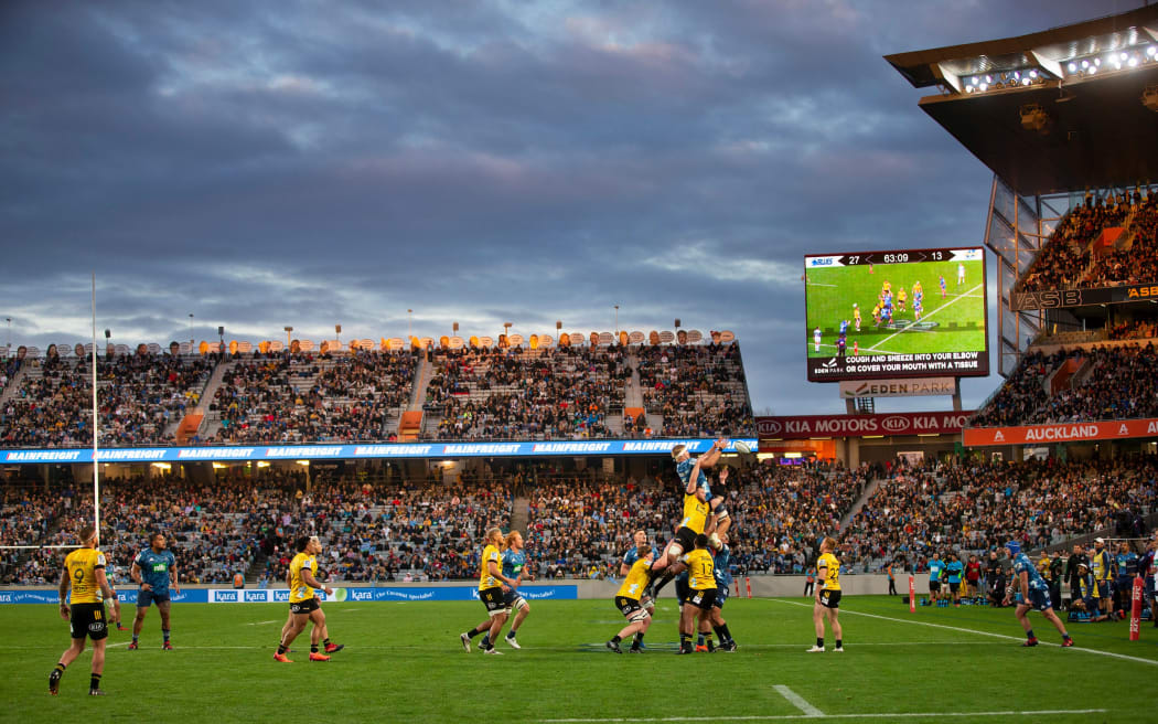 General views during the Investec Super Rugby Aotearoa match, between the Blues and Hurricanes held at Eden Park, Auckland, New Zealand.  14  June  2020       Photo: Brett Phibbs / www.photosport.nz