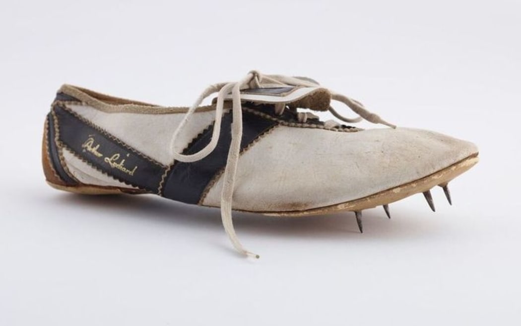 One of the shoes Sir Peter Snell won on his way to gold in the 800m at the Rome Olympics.