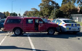 Police chase ends opposite Southland Boys High School on Herbert Street.