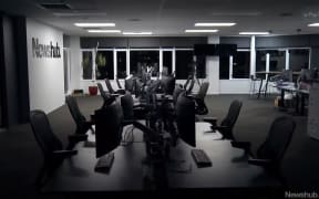 Lights out  . . for good: Newshub's bureaux round the country packed up and locked up early for stuff to head to the big smoke HQ for the last rites and "a wee knees-up."