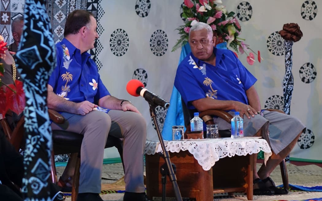 NZ PM John Key and Fiji's Prime Minister Frank Bainimarama