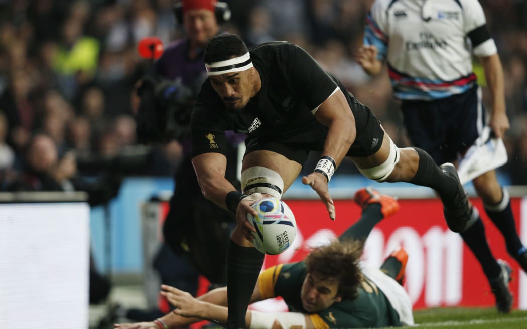 Jerome Kaino goes in for the first try.