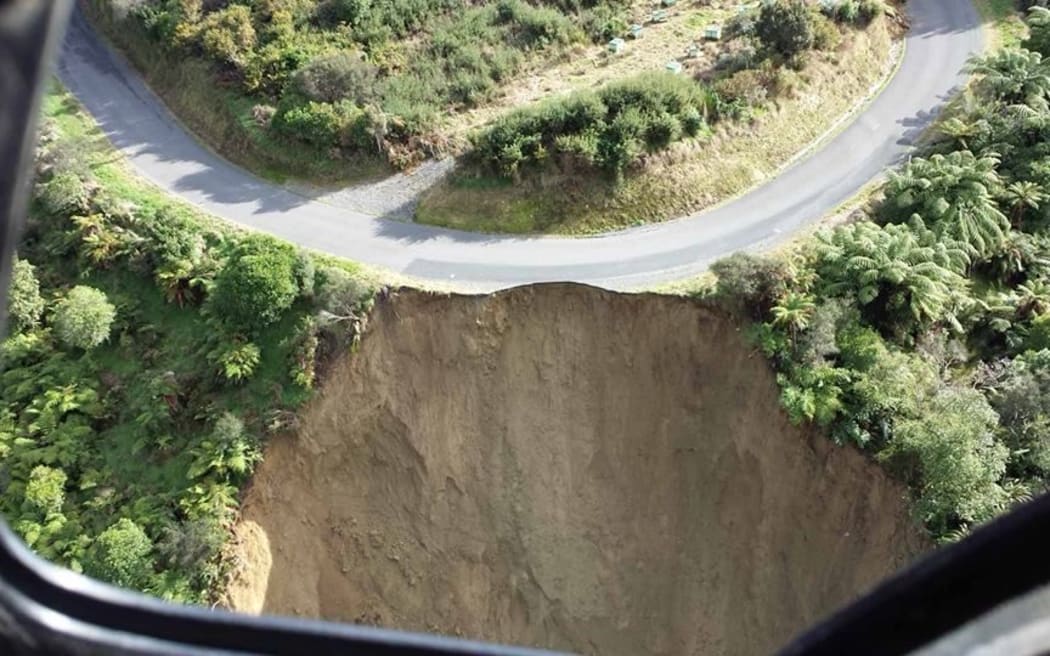 The small Māori settlement of Pipiriki was stranded after massive slips washed out the road to Raetihi (pictured) and the road that connects it to the city of Whanganui.