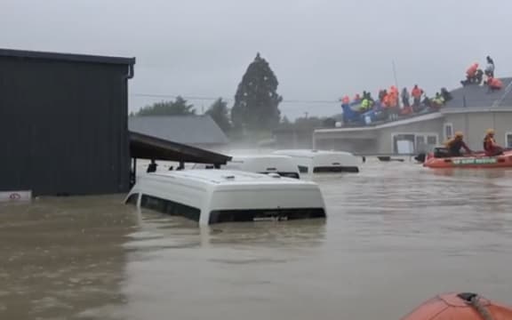Surf lifesaving crews rescue stranded Hawke's Bay residents.