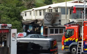Adey's Place fish and chip shop in Piha was set alight, one of several fires lit in the beachside town overnight.