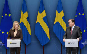 eden's Minister for Health and Social Affairs Lena Hallengren and Prime Minister Stefan Lofven give a press conference on the new restrictions to curb the spread of covid.
