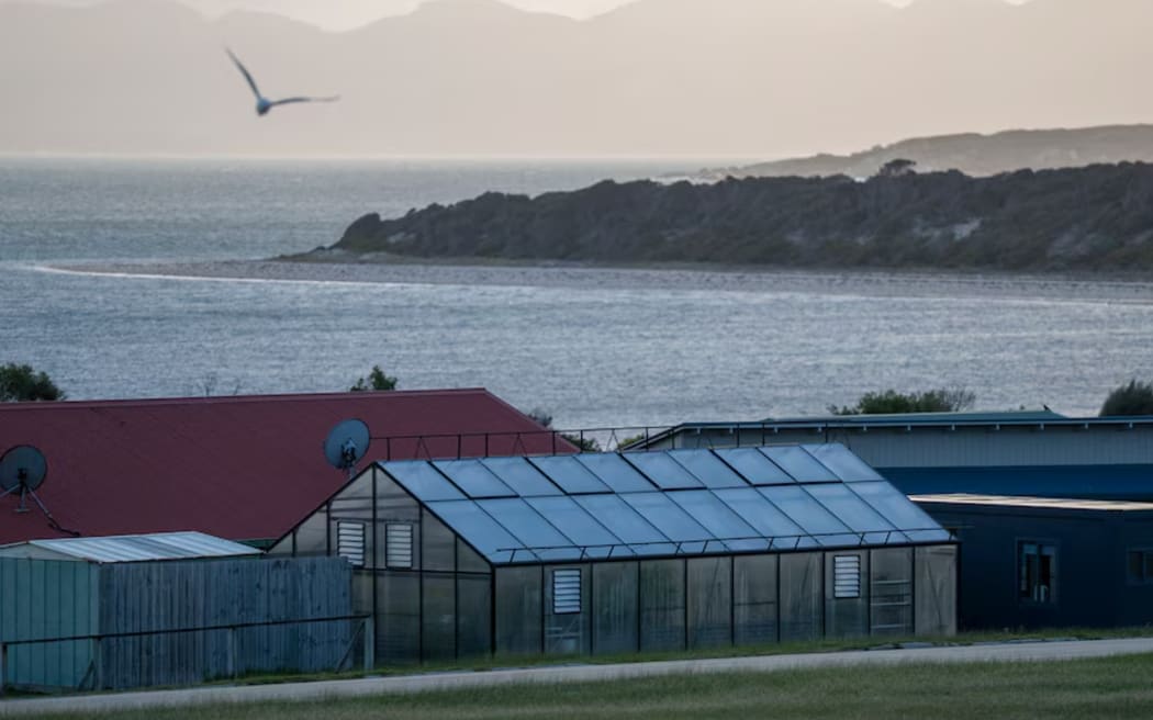 The greenhouse provides good conditions for growing produce on the island, which can get cold and windy.