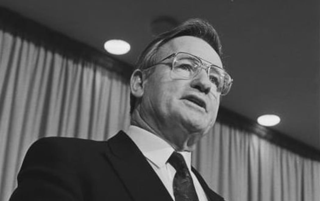 Prime Minister Jim Bolger announcing the dismissal of Winston Peters from Cabinet.
