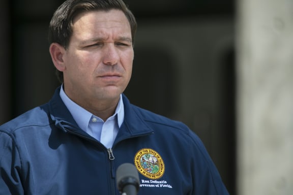 MIAMI, FL - AUGUST 29: Governor Ron DeSantis gives a briefing regarding Hurricane Dorian to the media at National Hurricane Center on August 29, 2019 in Miami, Florida.
