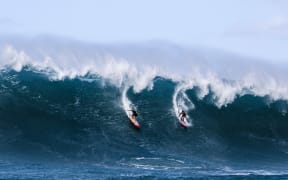 Kelta O'Rourke surfs during Red Bull Magnitude at Waimea Bay, Oahu, Hawaii USA on 11 January, 2023. // Christa Funk / Red Bull Content Pool // SI202301120215 // Usage for editorial use only //