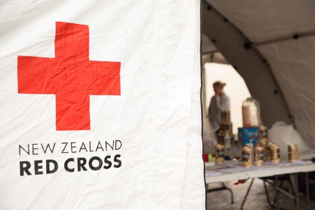 Red Cross tent set up in Havelock North