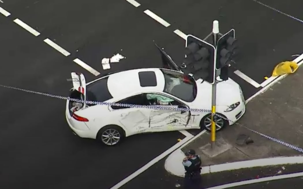 The scene of a stabbing attack in Sydney today.