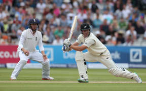 Corey Anderson bats during the first Investec Test Match between England and New Zealand at Lord's Cricket Ground, London.