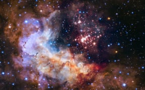 NASA and ESA released this image of the cluster Westerlund 2 and its surroundings to celebrate the Hubble Space Telescope’s 25th year in orbit.