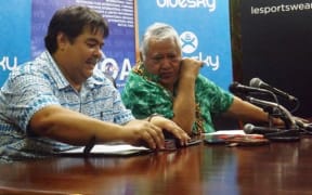 SRU CEO Falemavaega Vincent Fepulea'i, (left), and Chair/PM Tuila'epa Sa'ilele Malielegaoi