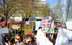 Marchers at the Christchurch climate strike.