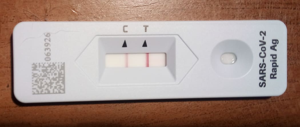 The day 0 rapid antigen test (RAT) that alerted Terry Taylor, president of the New Zealand Institute of Medical Laboratory Science (NZIMLS), that he had contracted Covid-19.