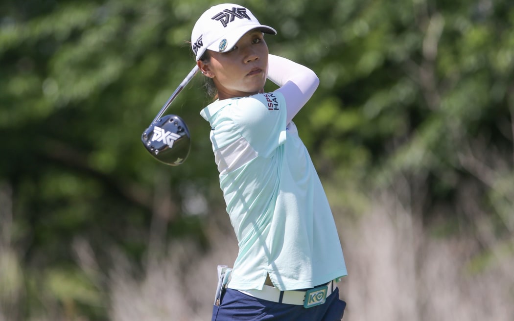 Kiwi golfer Lydia Ko hits a drive.