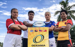 Tonga captain Vainga Moimoi, Fiji captain Rusila Nagasau, Samoa skipper  Sui Pauaraisa and PNG's Margaret Naua.