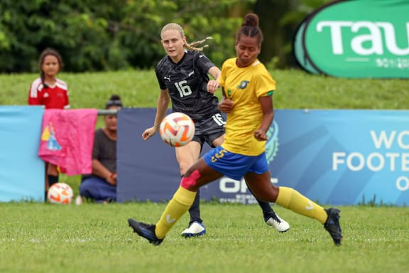 New Zealand's Jacqueline Hand. Women's Olympic Football Tournament, Oceania Qualifier Final, Solomon Islands v New Zealand, FFS Football Stadium Apia, Samoa, Monday 19 February 2024. Photo: Shane Wenzlick / www.phototek.nz