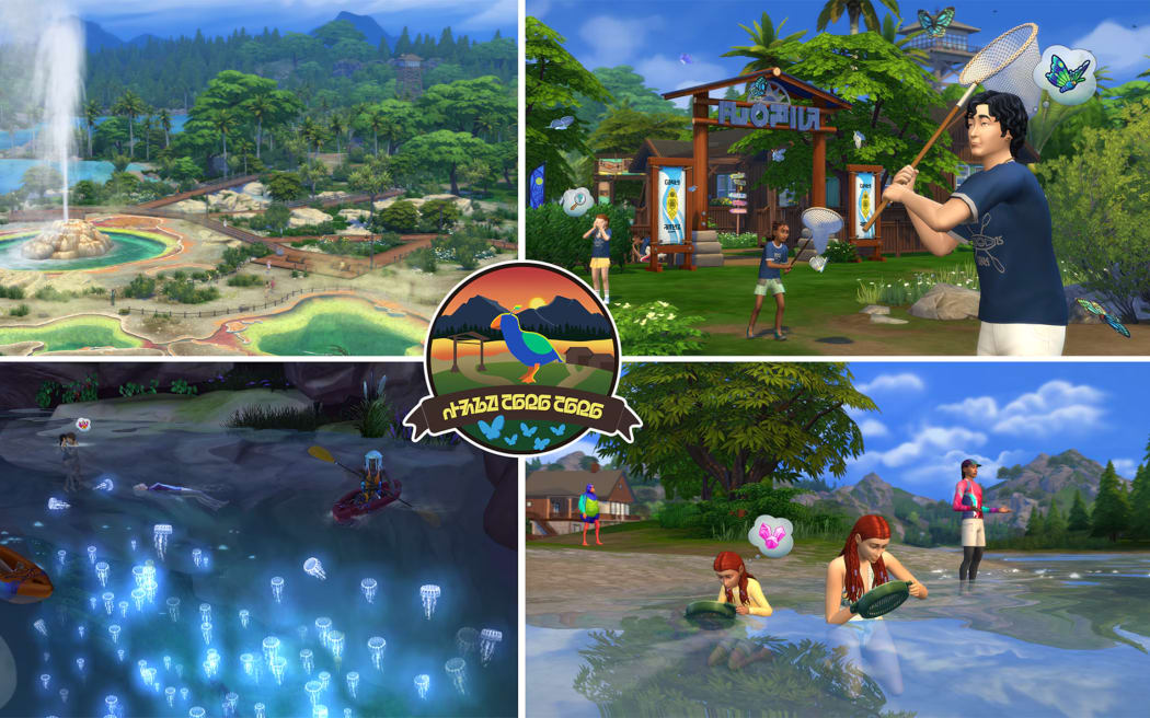 Composite of the screenshots from The Sims 4 Adventure Awaits.