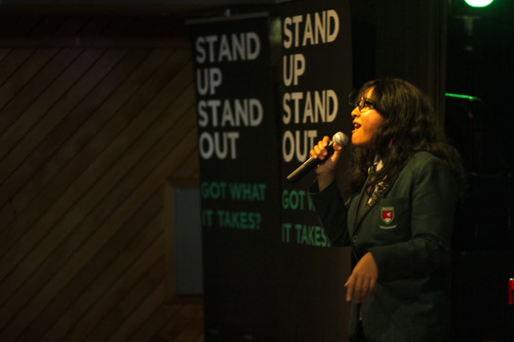Irene Folau of Aorere College, performing at Stand Up Stand Out