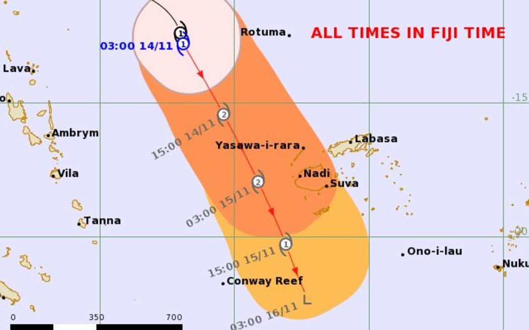 Tropical cyclone Mal threat track map