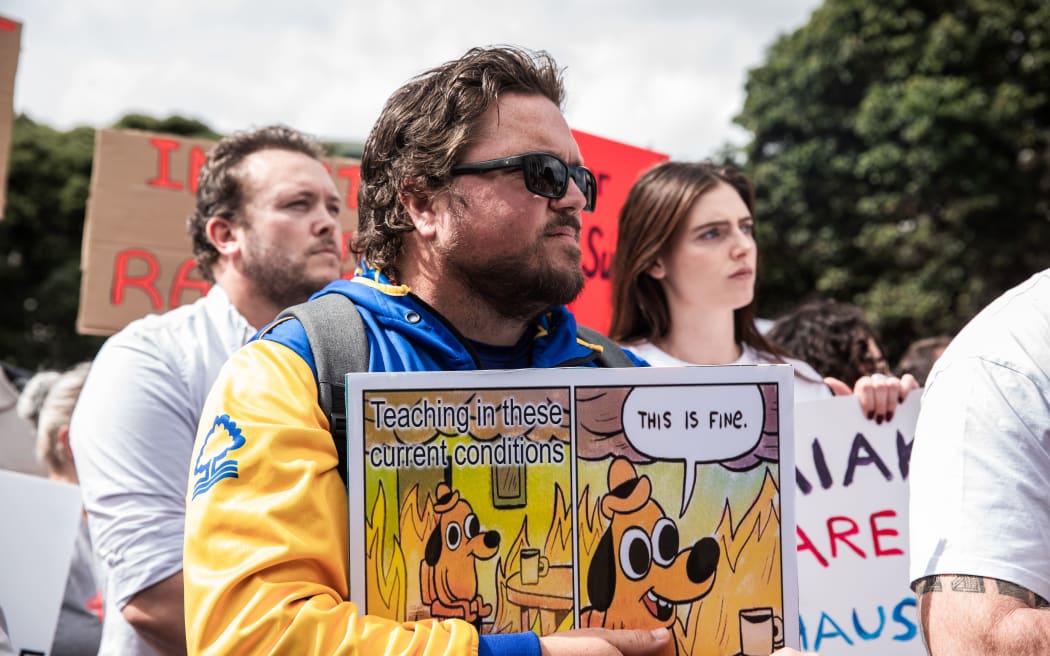 Teachers strike at Parliament, Wellington on 16 March, 2023.