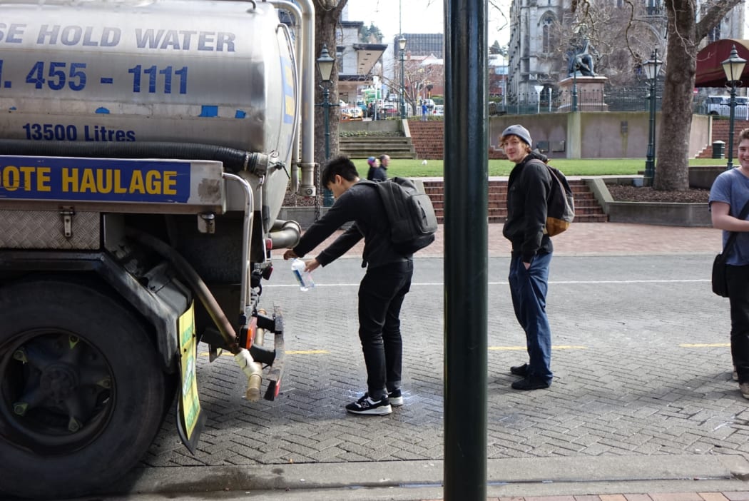 Water tanker in The Octagon, Dunedin city.