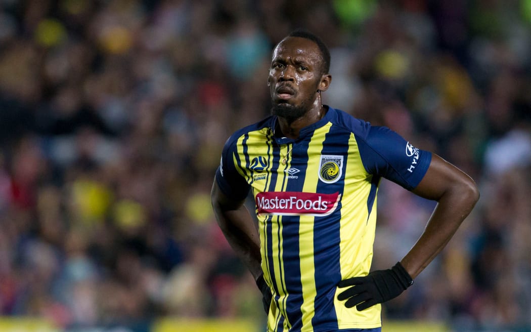 Usain Bolt at the A-League trial match with the Central Coast Mariners
