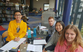From left, school-leavers Clement Kong, Connor Mackay, Emily Yeap and Megan Cox.