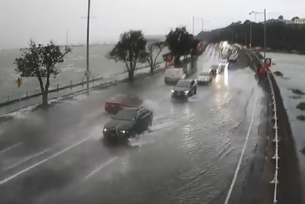 Auckland Transport a video of the flooding along Tamaki Drive in Auckland.