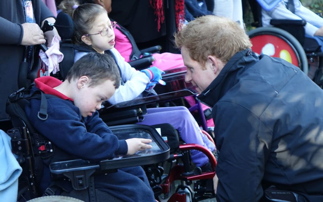 Prince Harry meets students from Ferndale Special Education School.