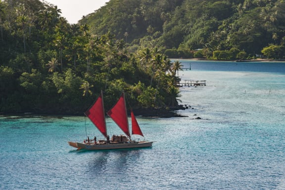 The Tahitian double-hulled canoe, Fa'afaite