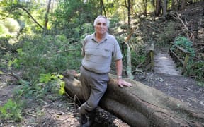 Ray Gowland pictured at the Turanga Gardens at a time when it was open to the public. The 78-year-old is disappointed it has been closed over asbestos contamination.
