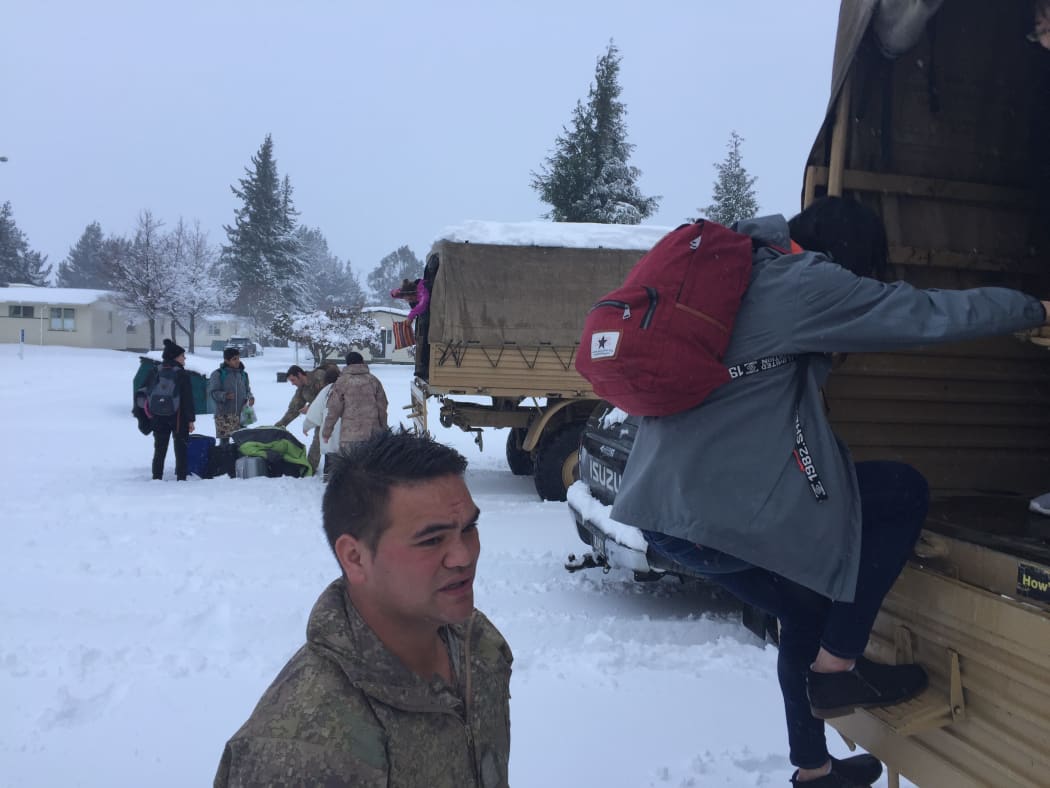 The NZ Army rescued stranded travellers on Thursday and drove them to  Waiouru.