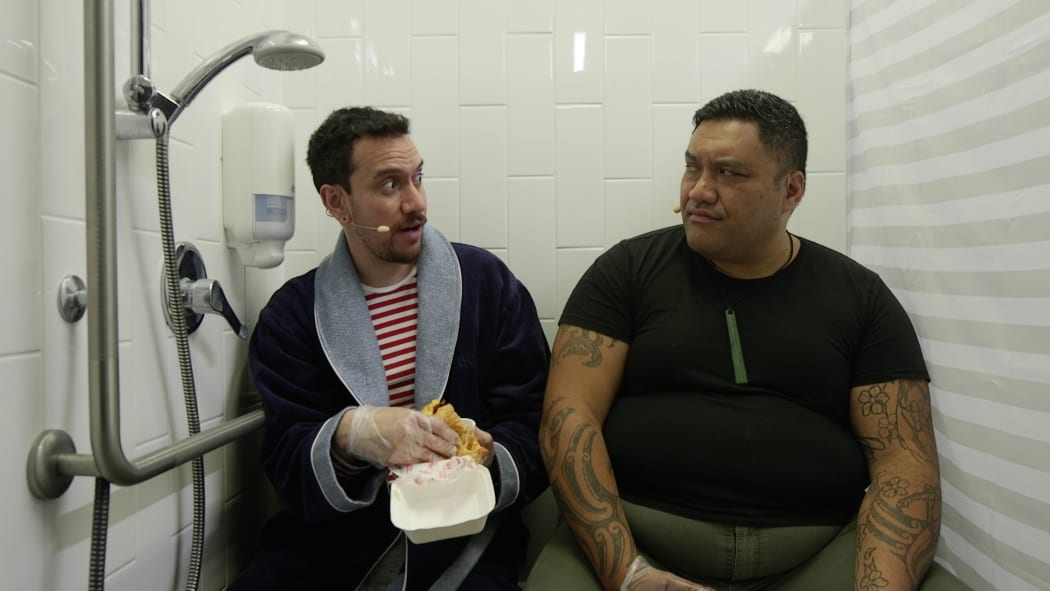 Actor and musician Maaka Pohatu with host James Nokise.