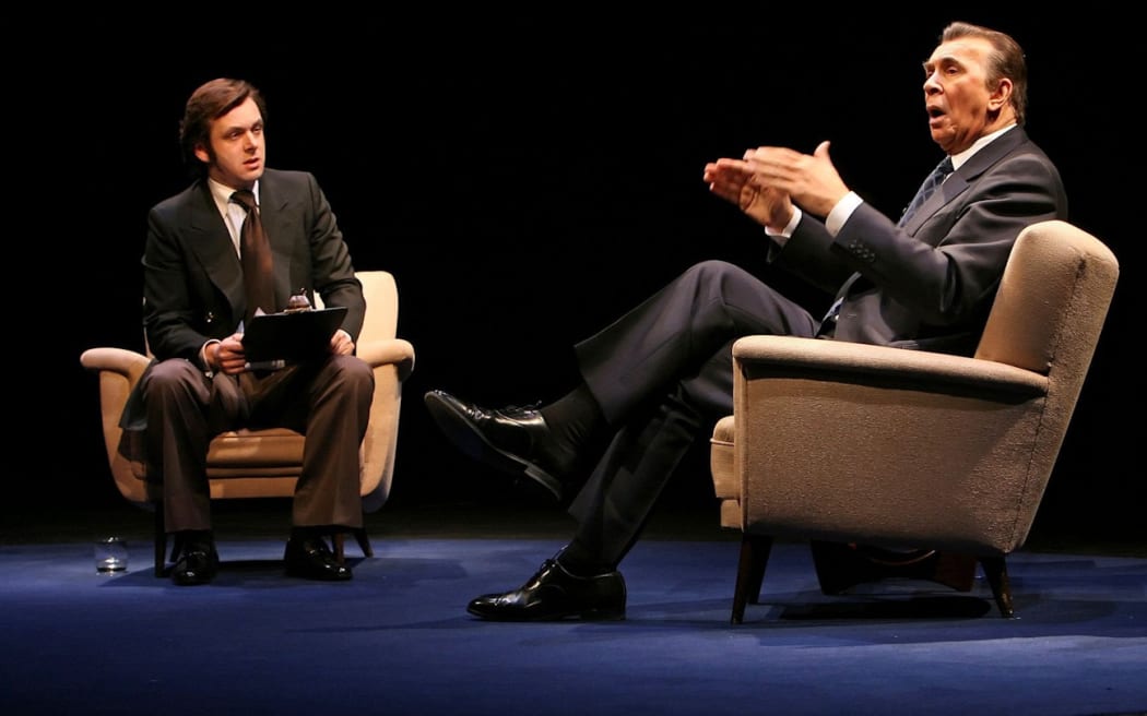 Michael Sheen and Frank Langella in Frost/Nixon.
