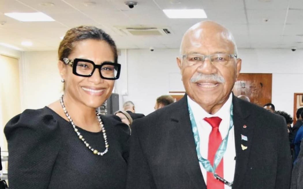 Lynda Tabuya, left, and Sitiveni Rabuka. 4 February 2023