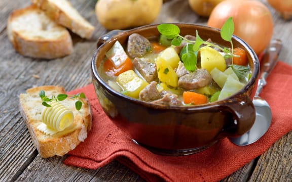 Stew with lamb, potatoes and other vegetables.