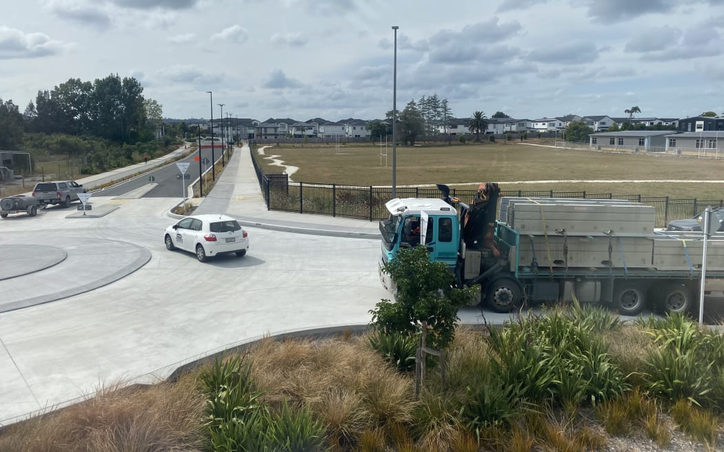 Concrete Barriers were brought in to stop people drivers from entering the Craigs Way Extension.