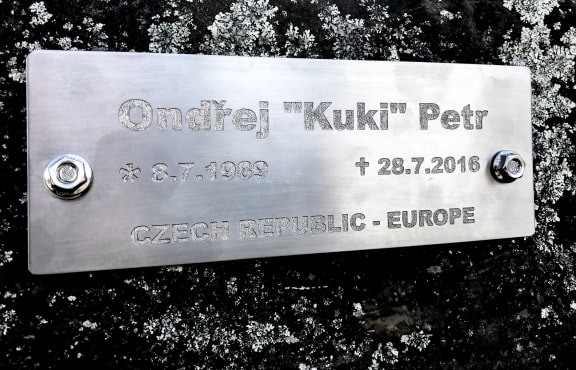 A memorial plaque on the Routeburn Track for Czech tramper Ondrej Petr  who died near Lake Mackenzie on 28 July 2016.